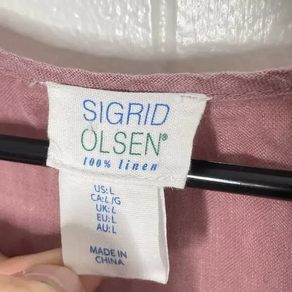 Linen Womens Blouse‎ Size L Short Sleeve Oversized Pink Boxy Top Boho Coastal - Picture 3 of 7